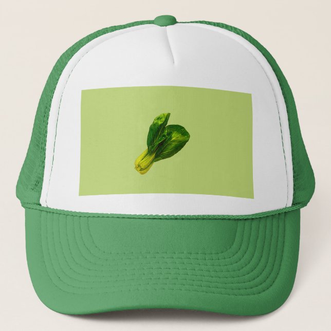Pea Green Bok Choy Trucker Hat (Front)