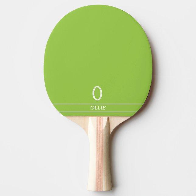 Pea Green Monogrammed Ping Pong Paddle (Front)