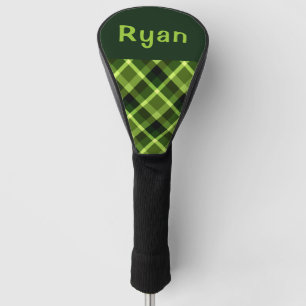 Pea Green Plaid Monogram Golf Cover Driver Head
