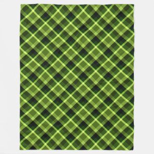Pea Green Plaid Pattern Large Fleece Blanket