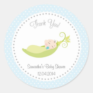 Pea In A Pod Baby Shower Sticker Blue