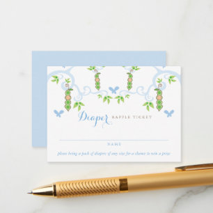 Pea In A Pod Boy Baby Shower Diaper Raffle Ticket Enclosure Card