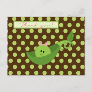 Pea in a Pod Girl Baby Shower Thank You Postcard