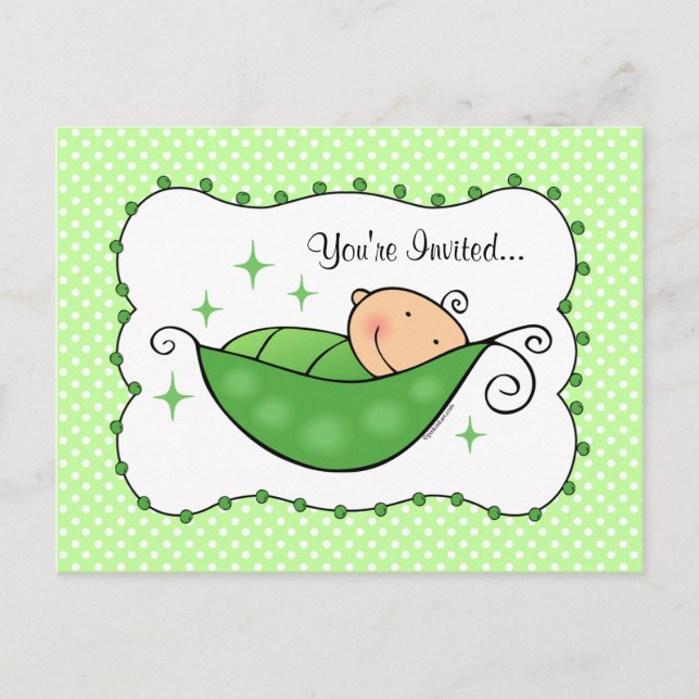 Pea In My Pod Baby Shower Postcard (Front)