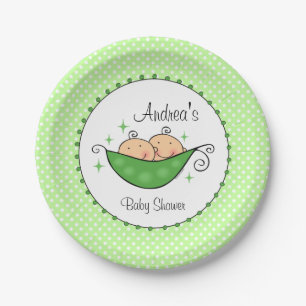 Pea in My Pod Twins Paper Plate