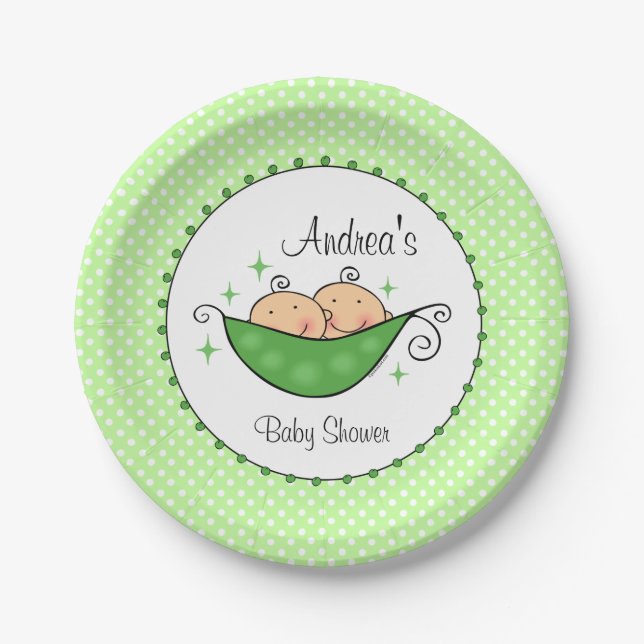 Pea in My Pod Twins Paper Plate (Front)