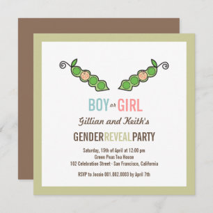 Pea in Pod Gender Reveal Baby Shower Invite