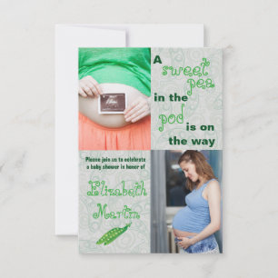 Pea in the Pod 2 Photos-3x5 Baby Shower Invitation