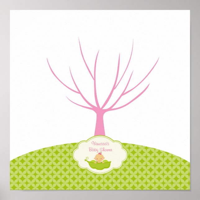 Pea in the Pod Baby Shower Guestbook Tree Poster (Front)