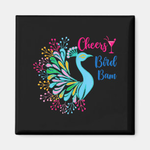 Pea Mahjong Cheers Bird Bam Chinese Mah Jong Wine  Magnet