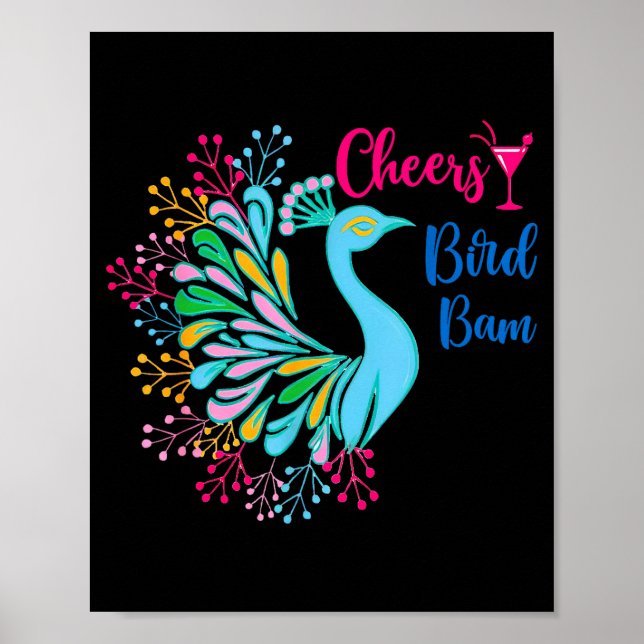 Pea Mahjong Cheers Bird Bam Chinese Mah Jong Wine  Poster (Front)