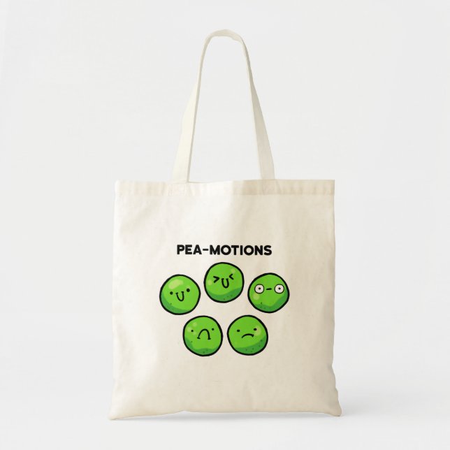 Pea-motions Funny Vegetable Pun Tote Bag (Front)