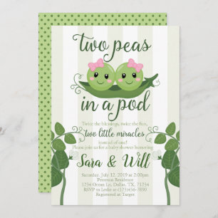 Pea Pod Baby Shower Invitation Invite