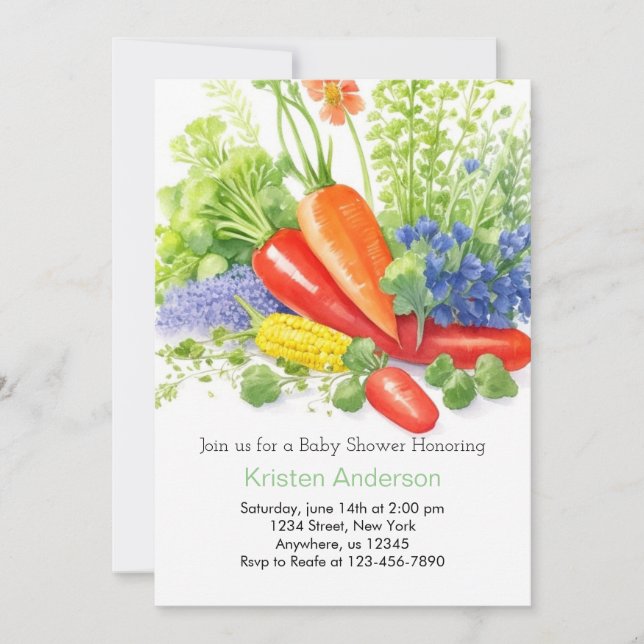 Pea Pod Harvest Baby Shower Invitation (Front)