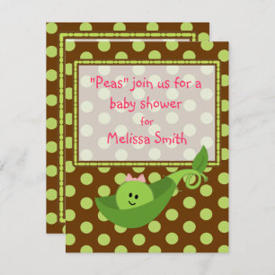 Pea Pod on Polka Dots Girl Baby Shower Invite