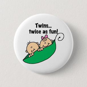 Pea Pod Twins Twice as Fun 6 Cm Round Badge