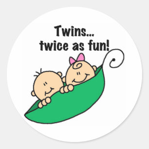 Pea Pod Twins Twice as Fun Classic Round Sticker