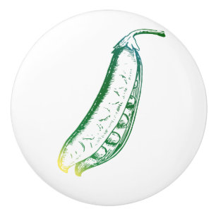 Pea Pod  Vegetable Line Art Design Ceramic Knob
