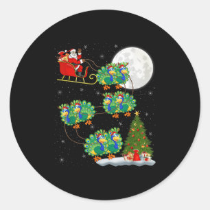 Pea Santa Sleigh Flying Funny Magical Christmas  Classic Round Sticker