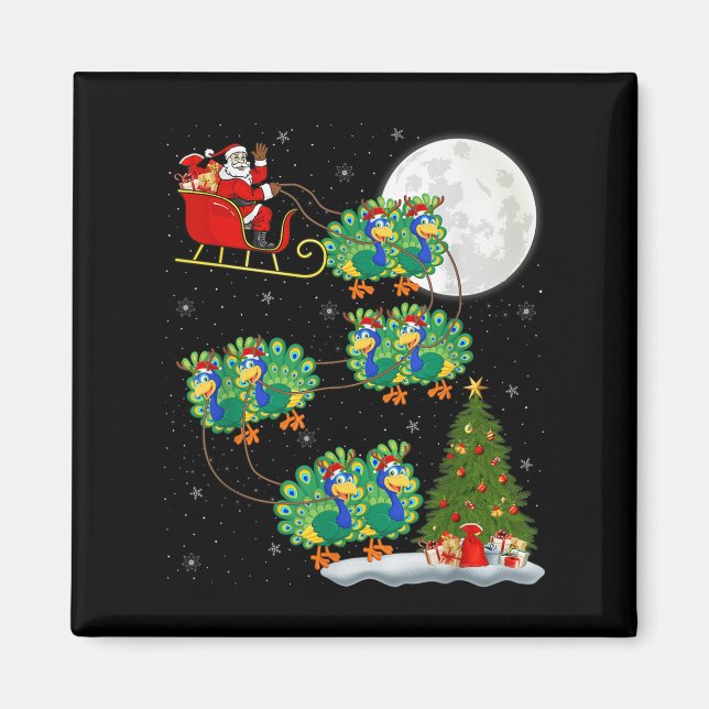 Pea Santa Sleigh Flying Funny Magical Christmas  Magnet (Front)