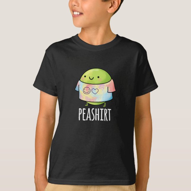 Pea Shirt Funny Veggie Pea TShirt Pun Dark BG (Front)