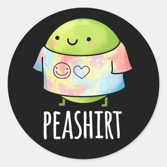 Pea Shirt Funny Veggie Pea TShirt Pun Dark BG Classic Round Sticker (Front)