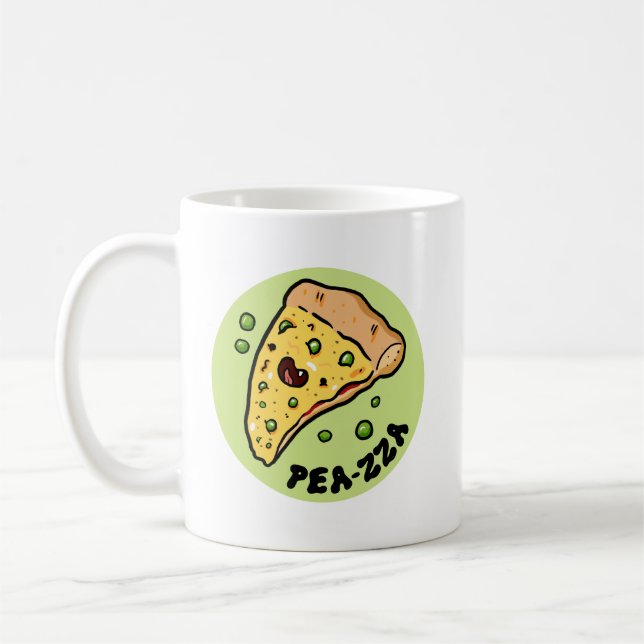 Pea-zza Cute Pizza Vegetable Pun Mug (Left)