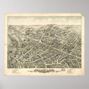 Peabody Massachusetts 1877 Antique Panoramic Map Poster