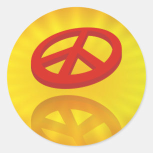 Peace 3D / reflexion   yellow radial Classic Round Sticker