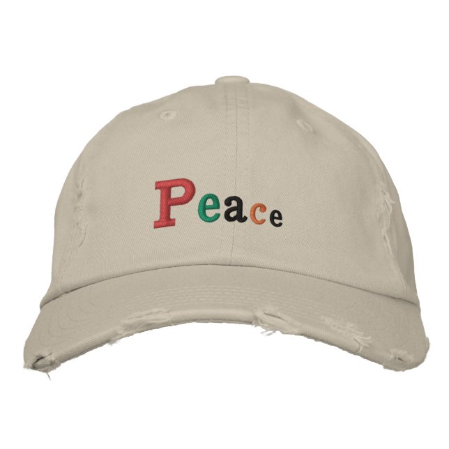 "Peace" Adjustable Cap Embroidered Hat (Front)