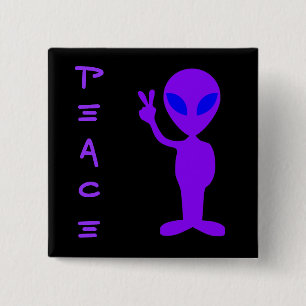 Peace Alien 15 Cm Square Badge