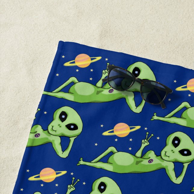 Peace Alien Beach Towel (In Situ)