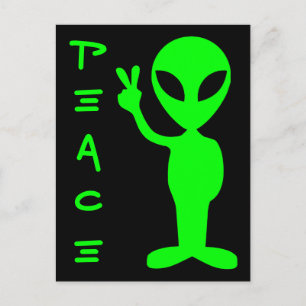 Peace Alien Postcard