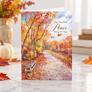 Peace Along the Way Autumn Path Sympathy Card