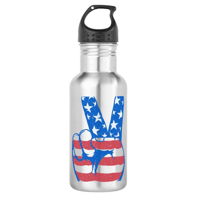 Peace American Flag Pattern 710 Ml Water Bottle (Front)