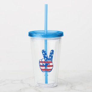Peace American Flag Pattern Acrylic Tumbler