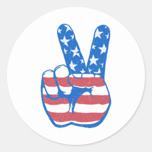 Peace American Flag Pattern Classic Round Sticker
