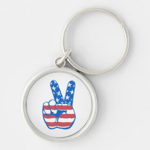 Peace American Flag Pattern Key Ring