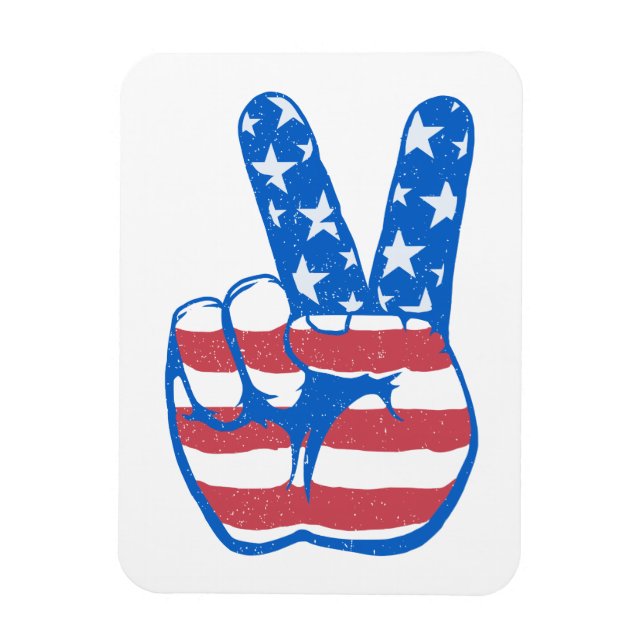 Peace American Flag Pattern Magnet (Vertical)