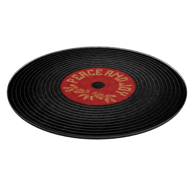 Peace an joy vinyl record design cutting board (Corner)