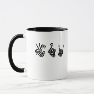 Peace And And Roll Skeleton Hands Classic Mug