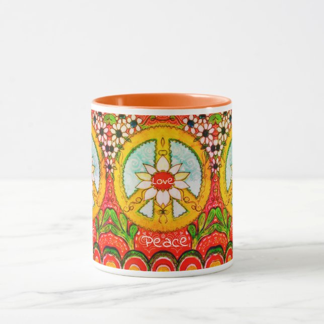 Peace and Daisy Flower Power Love & Sunshine Mug (Center)