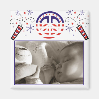 Peace and Fireworks Patriotic Picture Frame Magnet