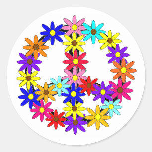 Peace and Flower Power Classic Round Sticker