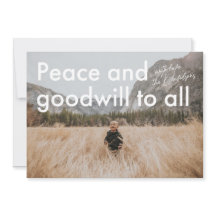 Peace and Goodwill Modern Flat Holiday Photo Card