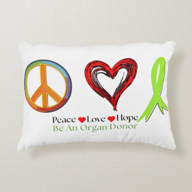 Peace and Hope Organ Donation Awareness Decorative Cushion (Front)