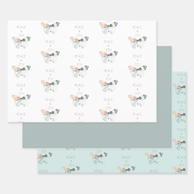 Peace and Joy Butterfly Wrapping Paper Sheet (Set)