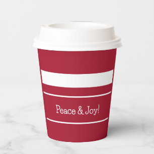Peace and Joy Christmas Colours Red and White Paper Cups