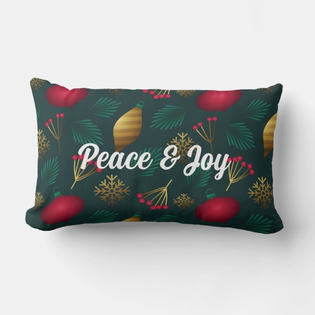 Peace And Joy Christmas Lumbar Pillow (Front)