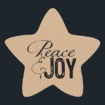 Peace and Joy Christmas Stickers<br><div class="desc">Christmas holiday stickers with a natural,  simple look,  features a tan kraft paper look background with black typography text that reads Peace & Joy! We have the same simplistic design on cards,  postage stamps,  and wraparound return address labels!</div>